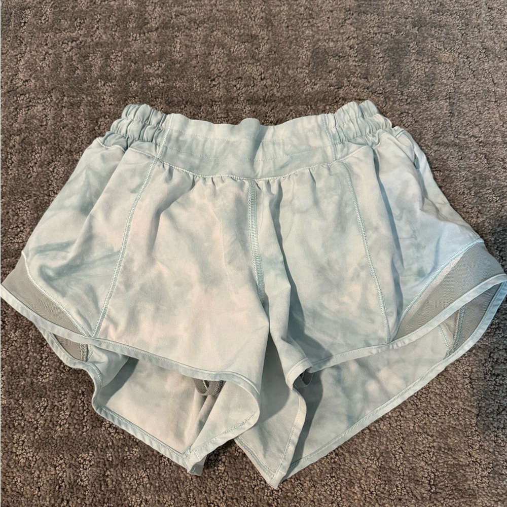 Lululemon hotty hot light blue tie dye shorts